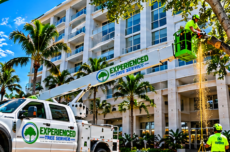 Experienced Tree Service crew performing commercial tree work at a multi-unit property
